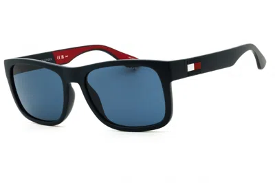 Tommy Hilfiger Th1556ns Rectangular Blue-lens Sunglasses In Black