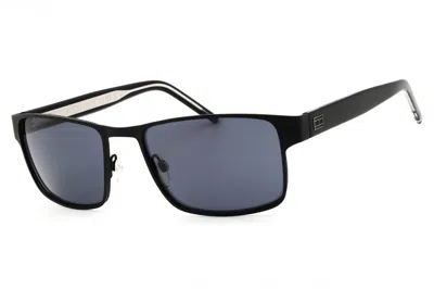 Tommy Hilfiger Th1974s Rectangular Metal Sunglasses In Black