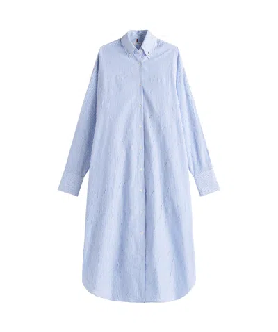 Tommy Hilfiger The Runway Collection Long Oversized Shirt In Blue Stripes