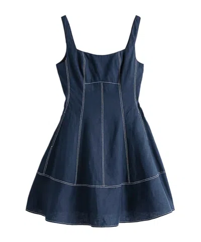 Tommy Hilfiger The Sofia Capsule Pure Linen Mini Dress In Dark Night Navy