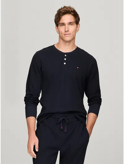 Tommy Hilfiger Thermal Henley In Navy