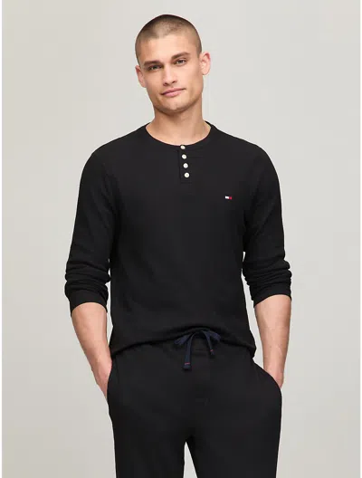 Tommy Hilfiger Thermal Sleep Henley In Black