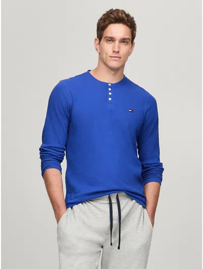 Tommy Hilfiger Thermal Sleep Henley In Cobalt
