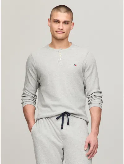 Tommy Hilfiger Thermal Sleep Henley In Grey Heather