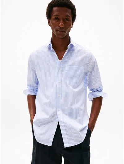 Tommy Hilfiger Thflex Regular Fit Stripe Dress Shirt In Classic Blue