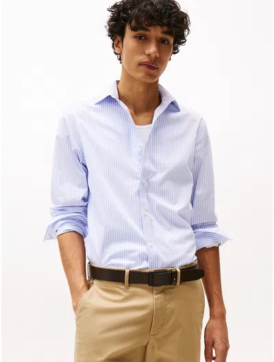 Tommy Hilfiger Thflex Slim Fit Stripe Dress Shirt In Classic Blue