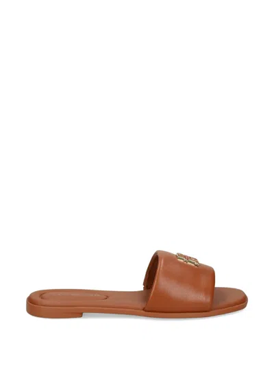 Tommy Hilfiger Th-monogram Sandals In Brown