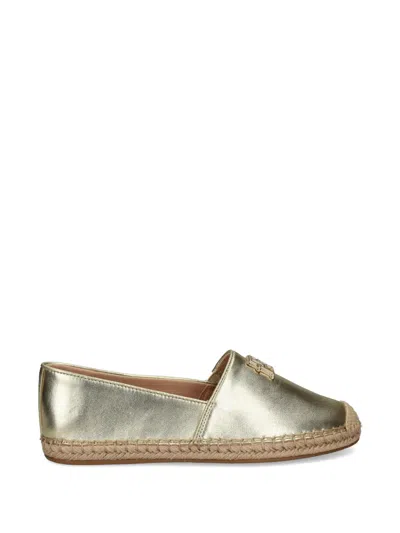 Tommy Hilfiger Th-monogram-plaque Metallic Espadrilles In Gold