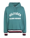 Tommy Hilfiger Thxsm Hoodie Man Sweatshirt Deep Teal Size S Cotton, Viscose In Green