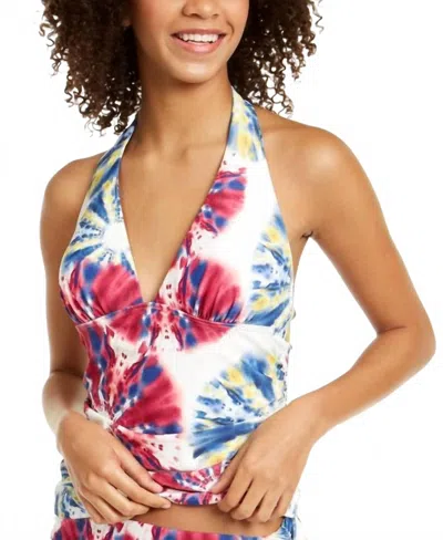 Tommy Hilfiger Tie Dye Halter Tankini Top In White In Multi
