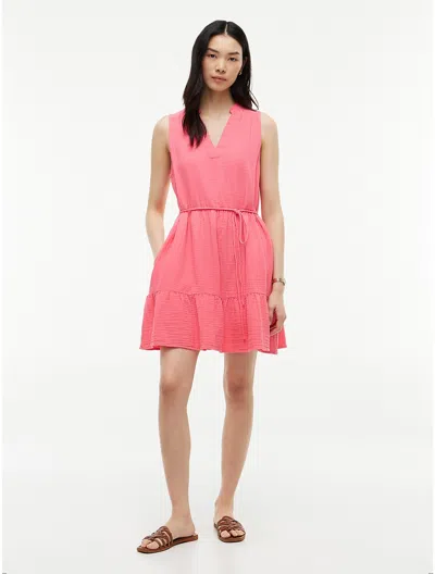 Tommy Hilfiger Tiered Cotton Gauze Mini Dress In Pink