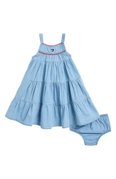 Tommy Hilfiger Babies'  Tiered Denim Dress Set In Blue