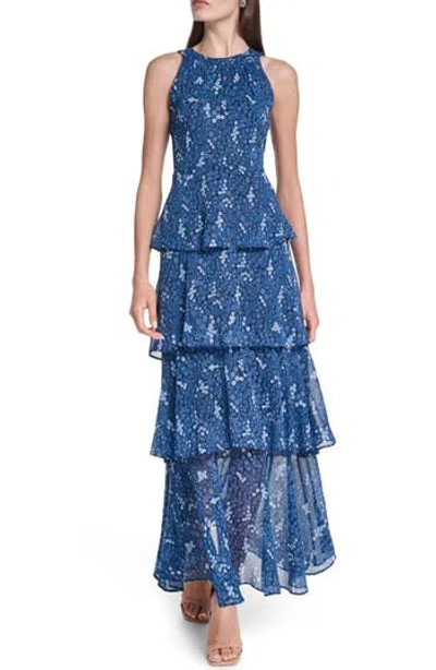 Tommy Hilfiger Tiered Maxi Dress In Blue
