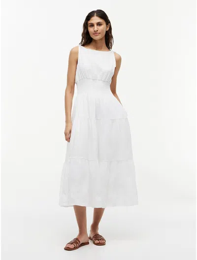 Tommy Hilfiger Tiered Seersucker Midi Dress In White