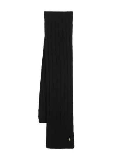 Tommy Hilfiger Timeless Monogram-plaque Scarf In Black