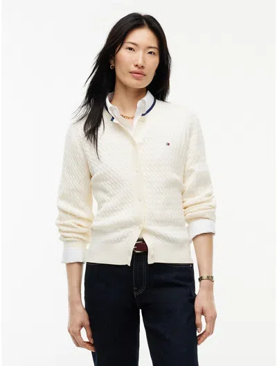Tommy Hilfiger Tipped Cable Knit Cardigan In Pattern
