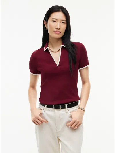 Tommy Hilfiger Tipped Split Placket Stretch Polo In Burgundy