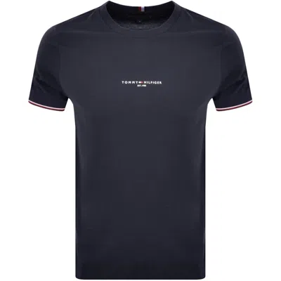 Tommy Hilfiger Tommy Logo Tipped Mens T-shirt In Navy