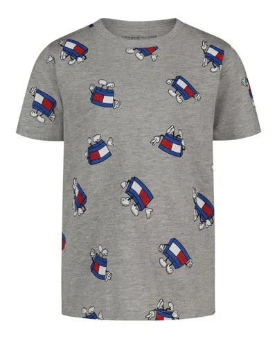 Tommy Hilfiger Kids' Toddler And Little Boys 2t-7 Mascot Allover Printed T-shirt In Gray