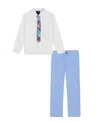 Tommy Hilfiger Toddler And Little Boys 3-piece Stretch Diamond Geo Shirt And Pant Set With Tie In White