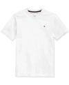 Tommy Hilfiger Big Boys' Solid Embroidered Logo V-neck Tee In White