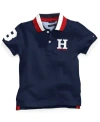 Tommy Hilfiger Toddler And Little Boys Striped Collar Embroidered Matt Polo In Masters Navy