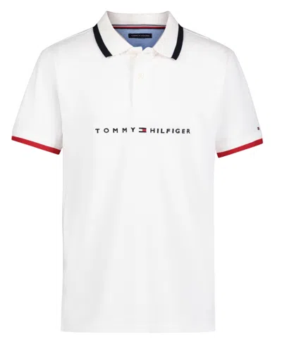 Tommy Hilfiger Kids' Big Boys Tomas Embroidered Logo Polo Shirt In Fresh White