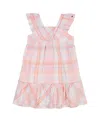 Shop Tommy Hilfiger Toddler And Little Girls Madras Plaid Peasant Midi Dress In Madras Multi Plaid