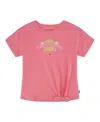 Tommy Hilfiger Big Girls Palm Sequin Side Tie Short Sleeve T-shirt In Bright Pink