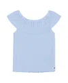 Tommy Hilfiger Big Girls Pointelle Ruffle Top In Windsurfer