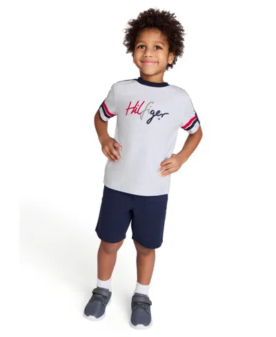 Tommy Hilfiger Babies' Toddler Boys 2-piece Signature Crewneck T-shirt And Twill Shorts Set