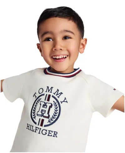 Tommy Hilfiger Babies' Toddler Boys 2-piece Signature Raglan T-shirt And French Terry Shorts Set In White