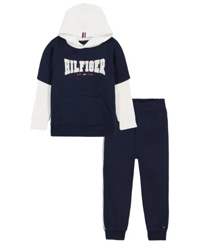 Tommy Hilfiger Babies' Toddler Boys' 2t-5t Hoodie And Joggers, 2-piece Set In Black