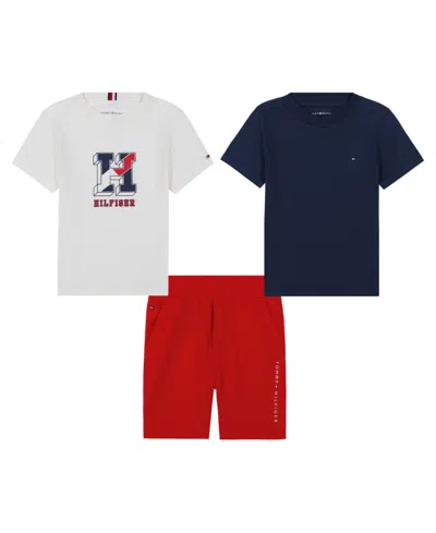 TOMMY HILFIGER TODDLER BOYS 3-PIECE T-SHIRT AND FRENCH TERRY SHORTS SET