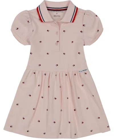 Tommy Hilfiger Kids' Toddler Girls Pique Polo Logo-print Short Sleeve Dress In Assorted