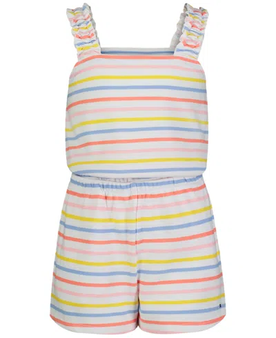Tommy Hilfiger Kids' Toddler Girls Striped Terry Romper In White