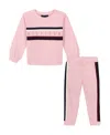 Shop Tommy Hilfiger Toddler Logo-stripe Trim Fleece Sweatsuit, 2 Piece Set In Cinder Rose