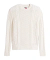 Tommy Hilfiger Tommy Badge Cable Knit Slim Jumper In Neutral