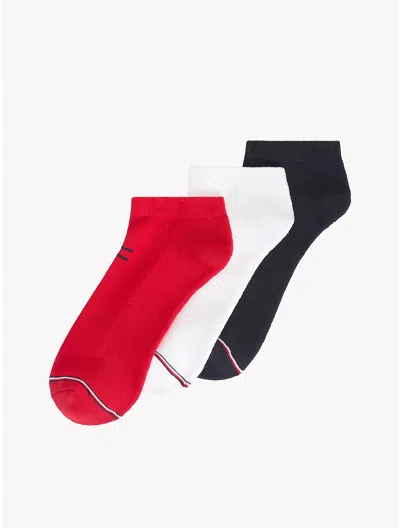 Tommy Hilfiger Tommy Flag Sport Ankle Sock 3 In Primary Red / Multi
