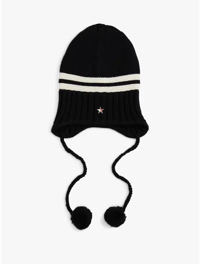 Tommy Hilfiger Tommy Girl Chunky Knit Pom Beanie In Black