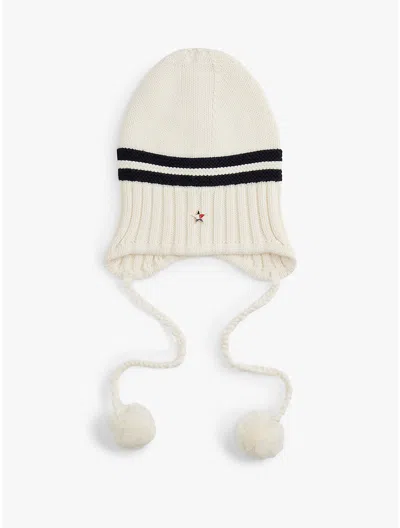 Tommy Hilfiger Tommy Girl Chunky Knit Pom Beanie In Neutral
