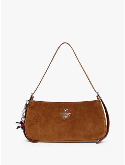 Tommy Hilfiger Tommy Girl Suede Shoulder Bag In Brown