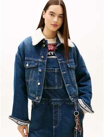 Tommy Hilfiger Tommy Girl Teddy Collar Denim Jacket In Blue