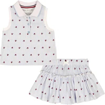 Tommy Hilfiger Babies'  Tommy Heart Logo Vest & Skort Set In Blue