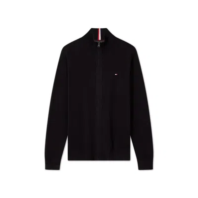 Tommy Hilfiger Long-sleeved Knitted Cardigan In Black