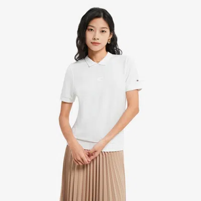 Tommy Hilfiger 22春夏女装字母旗标刺绣修身短袖polo衫ww0ww36540 In White