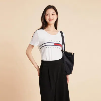 Tommy Hilfiger Seated Fit Stripe Signature T In Bright White