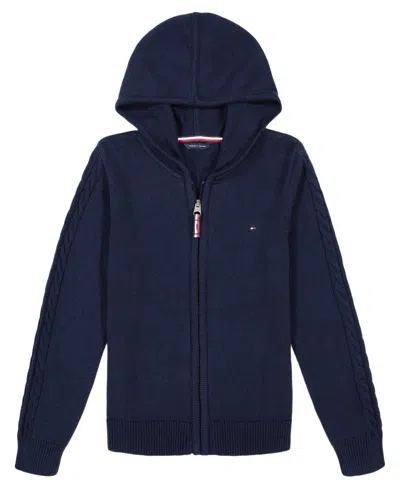 Tommy Hilfiger Kids' Tommy Hlfiger Big Girls Zip Cardigan Long Sleeve Sweater In Navy Blazer