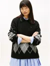 Tommy Hilfiger Tommy Jeans Argyle Sweater Polo In Black