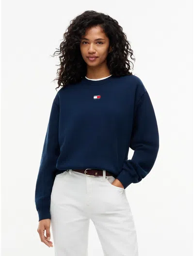 Tommy Hilfiger Tommy Jeans Badge Boxy Fit Sweatshirt In Blue
